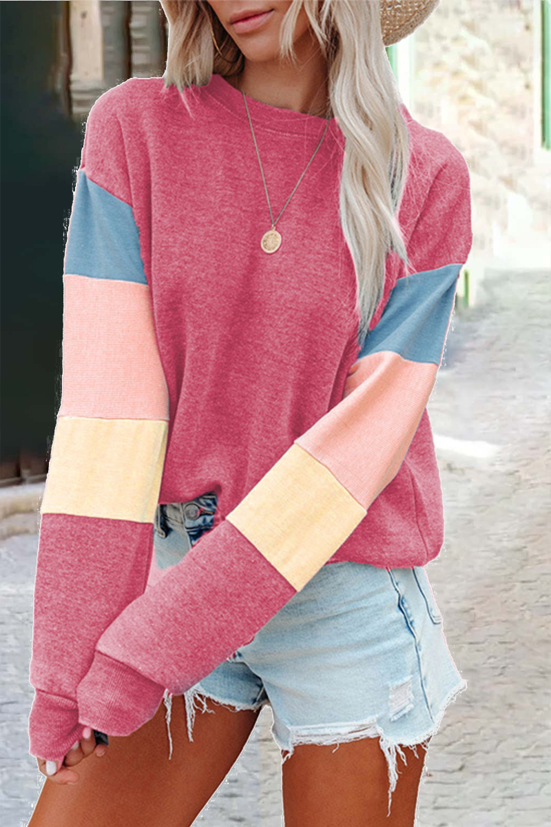 GR | Street Solid Patchwork O Neck Top