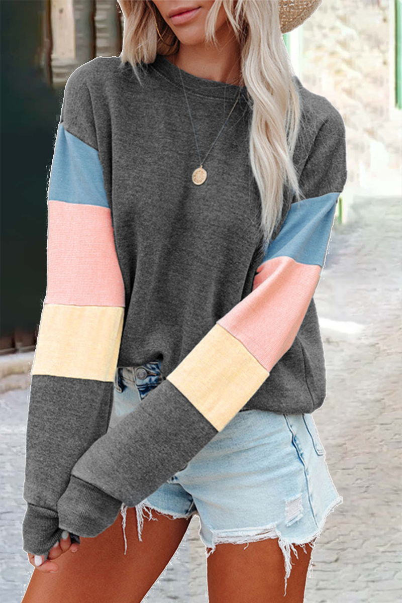 GR | Street Solid Patchwork O Neck Top