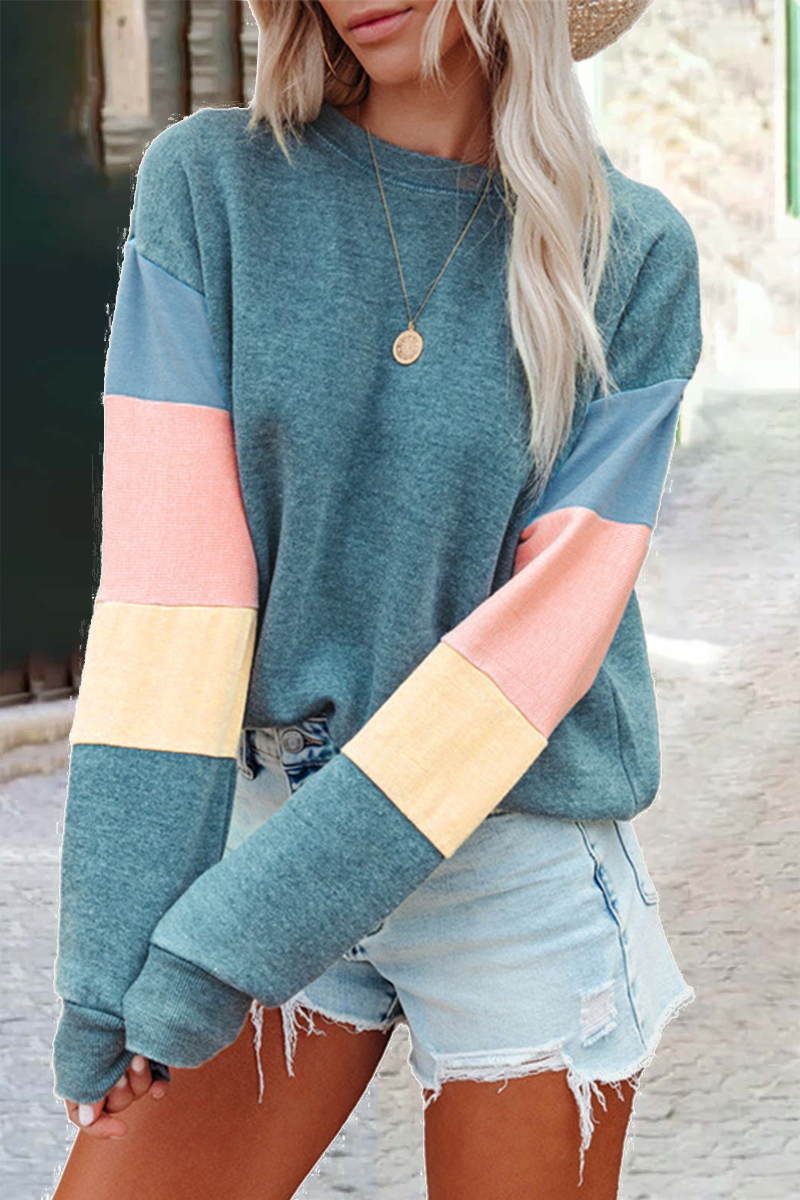 GR | Street Solid Patchwork O Neck Top