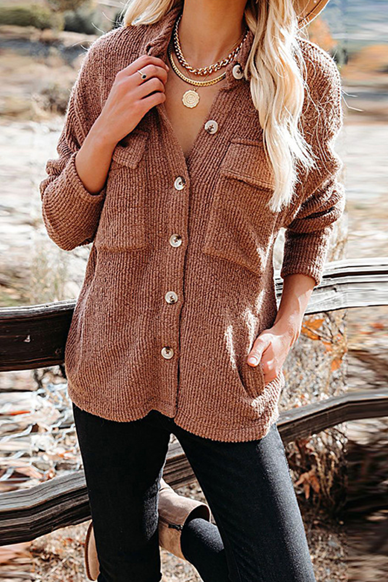 GR | Cut Corduroy Jacket with Folded-Over Collar for Women
