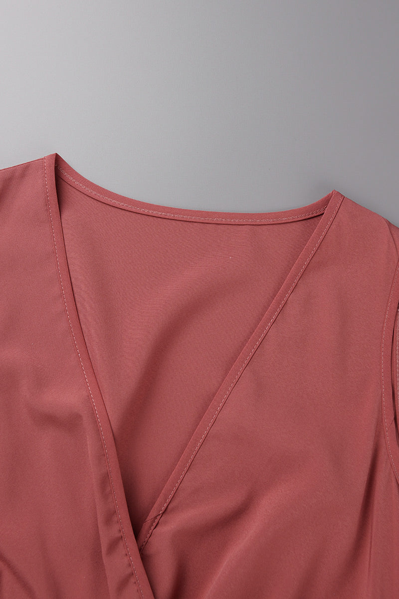 GR | Elegante Einfarbige Hohe Öffnung V-Ausschnitt Ärmelloses Kleid Kleider- 3 Farben