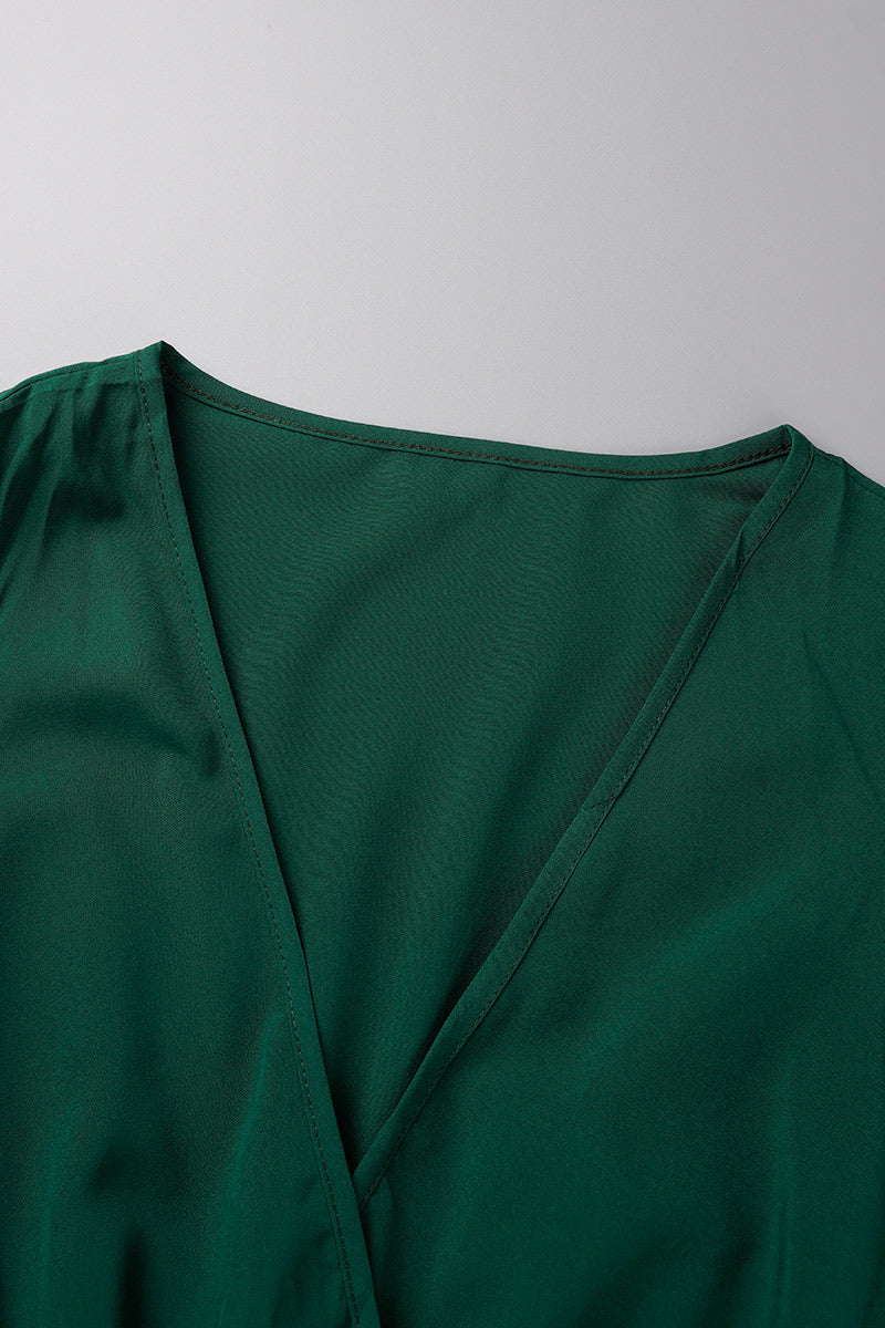 GR | Elegante Einfarbige Hohe Öffnung V-Ausschnitt Ärmelloses Kleid Kleider- 3 Farben