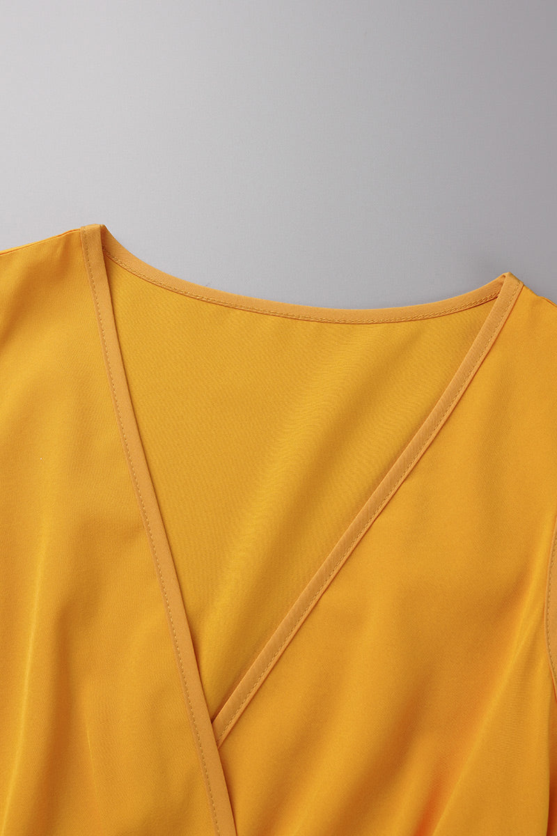GR | Elegante Einfarbige Hohe Öffnung V-Ausschnitt Ärmelloses Kleid Kleider- 3 Farben