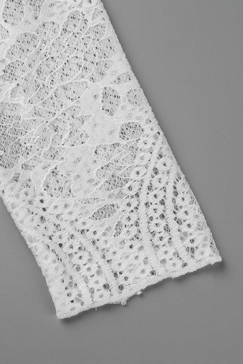 GR | Sweet Solid Lace Back Cutout O Neck Trailing Dresses