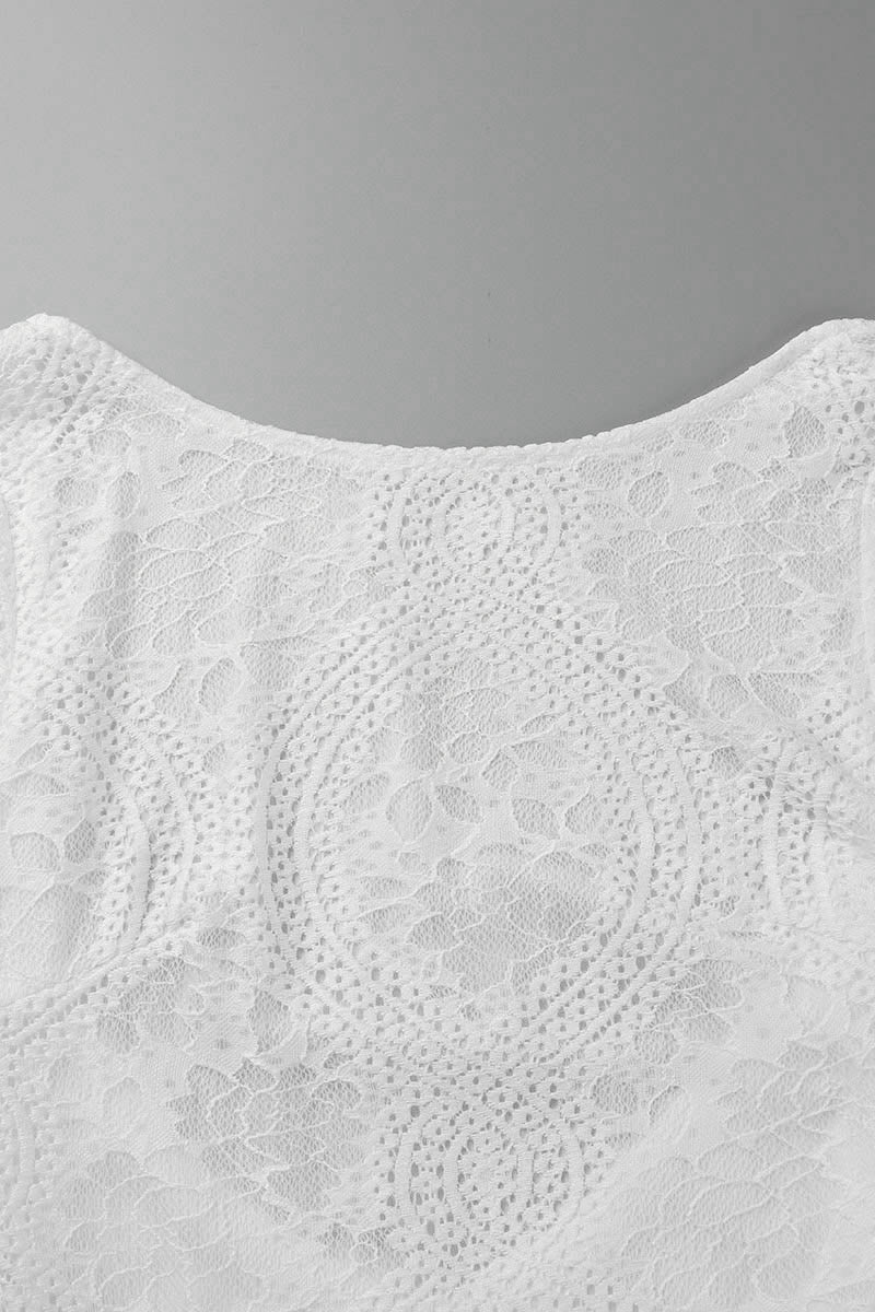 GR | Sweet Solid Lace Back Cutout O Neck Trailing Dresses