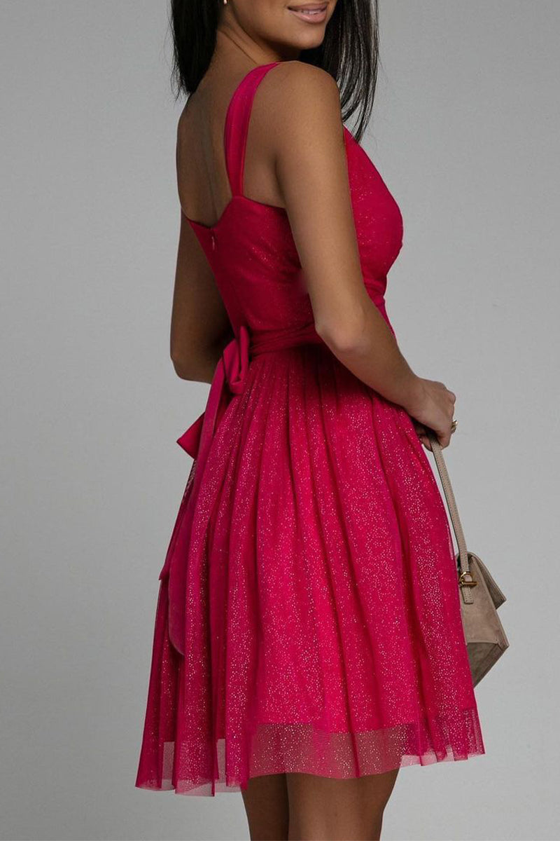 GR | Sexy Elegante Druck Mesh V-Ausschnitt Abendkleid Kleider