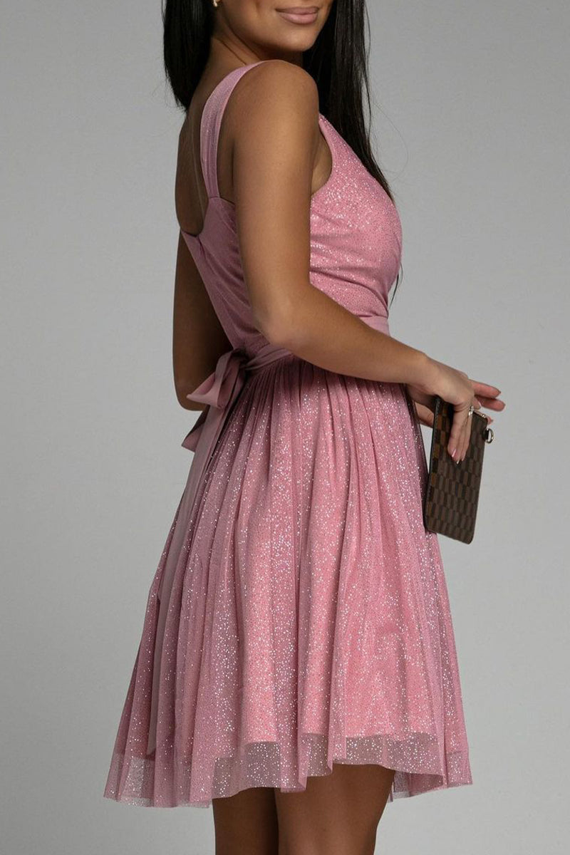 GR | Sexy Elegant Print Mesh V-Neck Evening Dresses