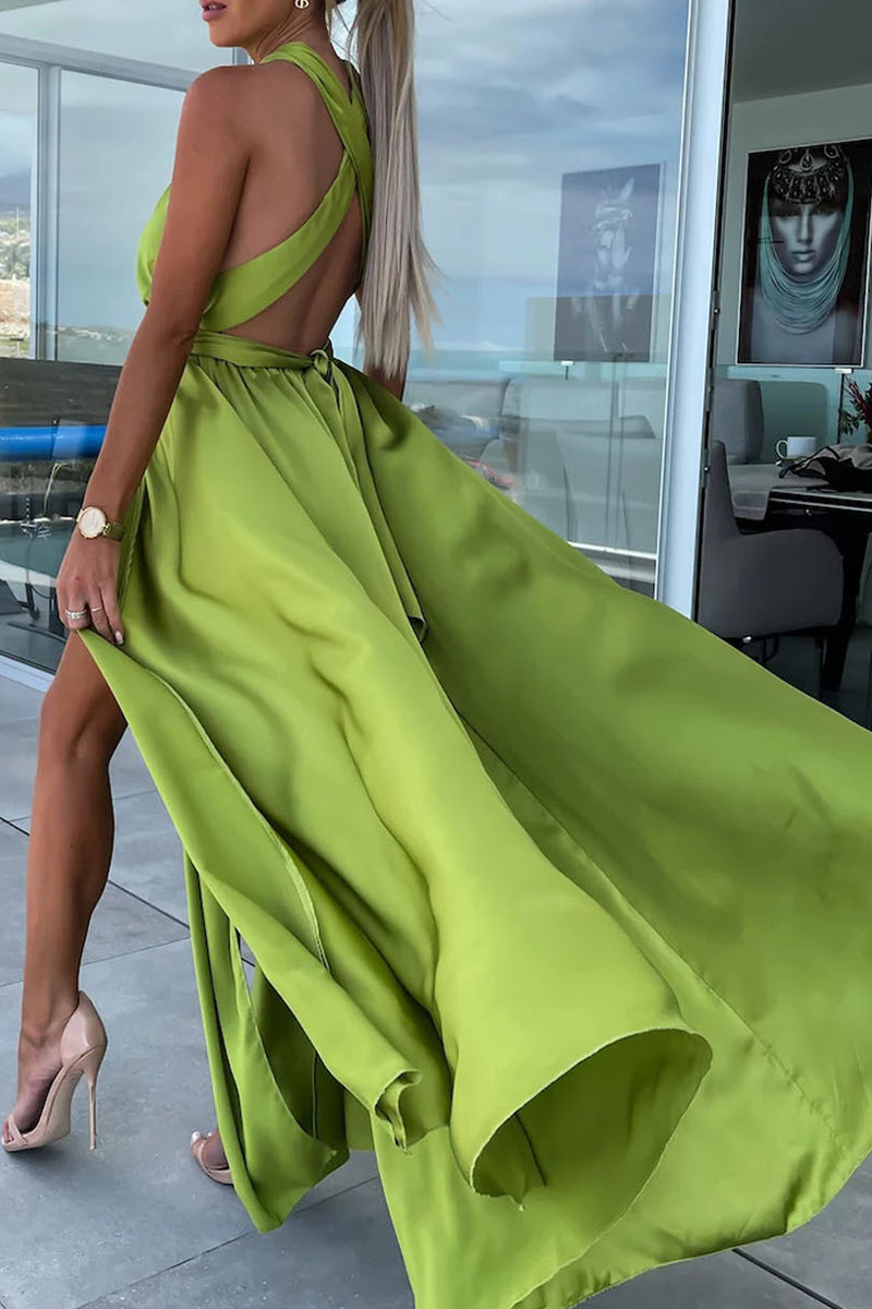 GR | Casual Holiday Solid Color Frenulum V-Neck A-Line Dresses - 4 Colors