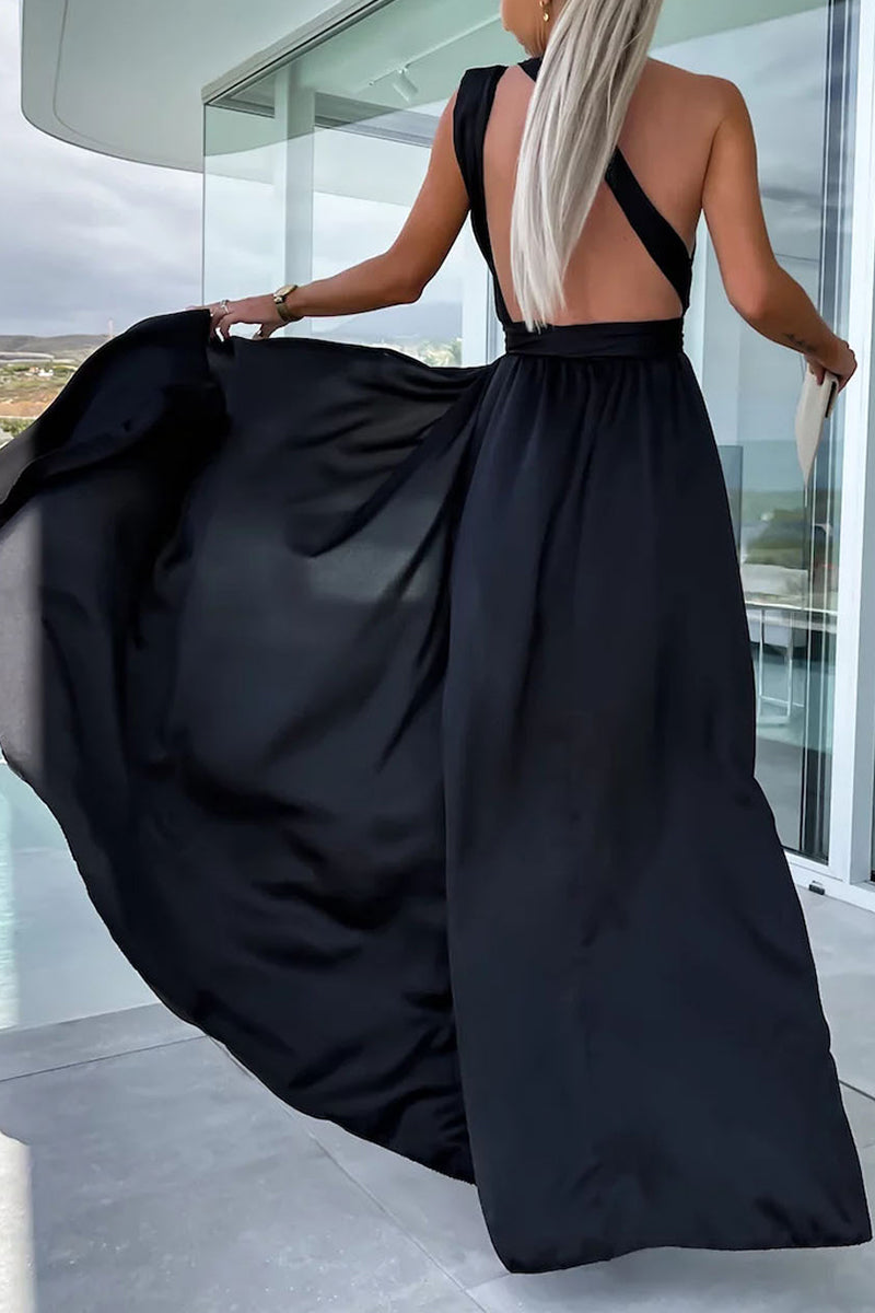 GR | Casual Holiday Solid Color Frenulum V-Neck A-Line Dresses - 4 Colors