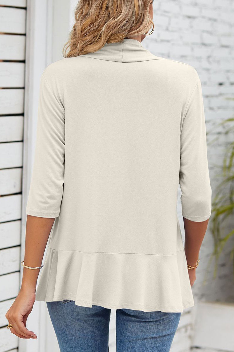 GR | Daily Simplicity Solid Flounce V-Neck Outerwear