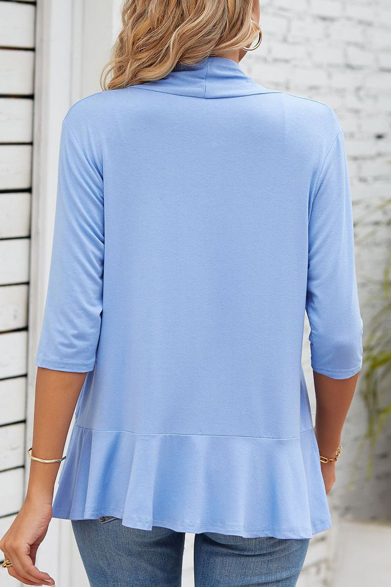 GR | Daily Simplicity Solid Flounce V-Neck Outerwear
