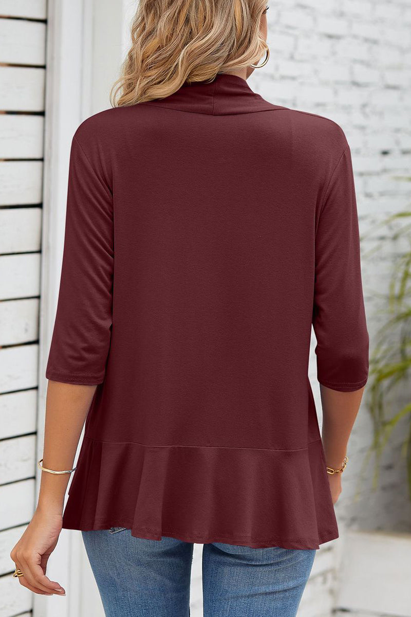 GR | Daily Simplicity Solid Flounce V-Neck Outerwear