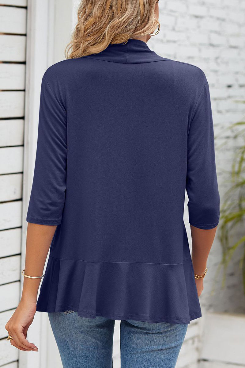GR | Daily Simplicity Solid Flounce V-Neck Outerwear