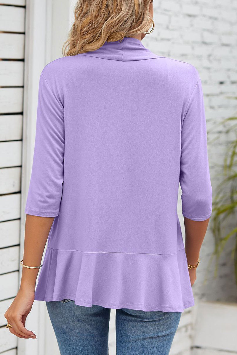 GR | Daily Simplicity Solid Flounce V-Neck Outerwear