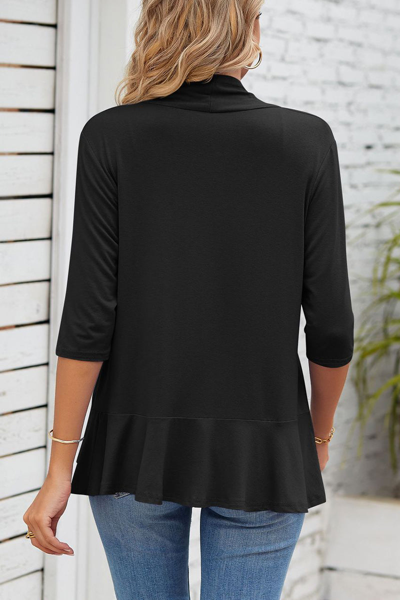 GR | Daily Simplicity Solid Flounce V-Neck Outerwear