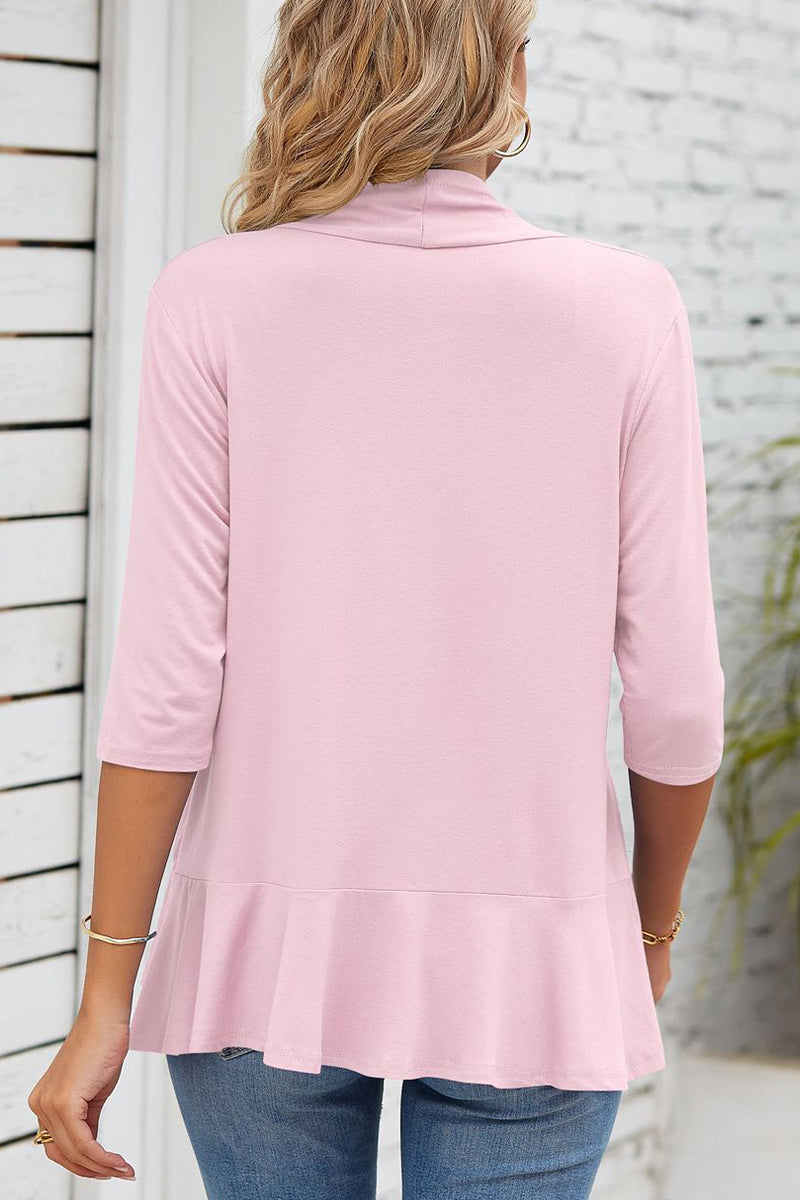 GR | Daily Simplicity Solid Flounce V-Neck Outerwear