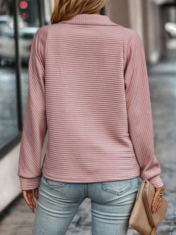 GR - Einfarbiges Pullover-Top mit V-Ausschnitt