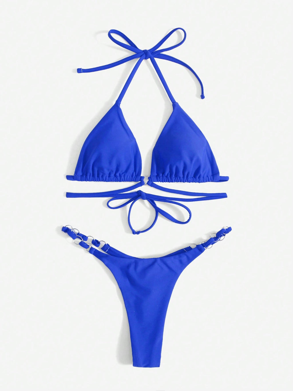 GR | Red Halter Triangle Bikini with Ring Detail for Women