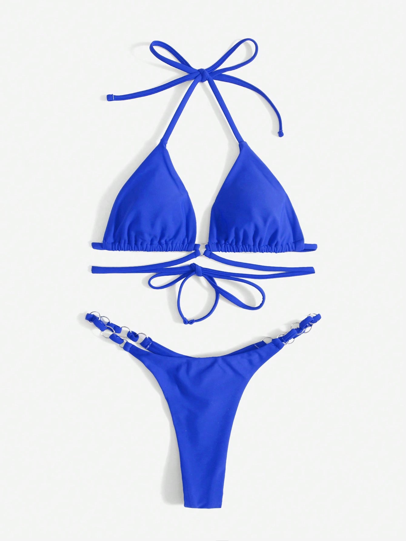 GR | Red Halter Triangle Bikini with Ring Detail for Women