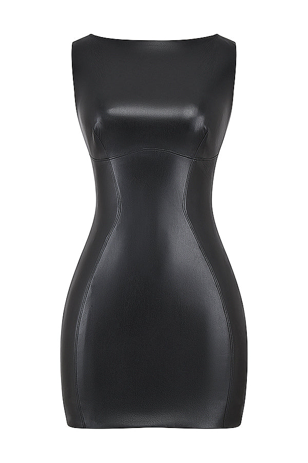 GR Mini-Lederkleid ohne Ärmel
