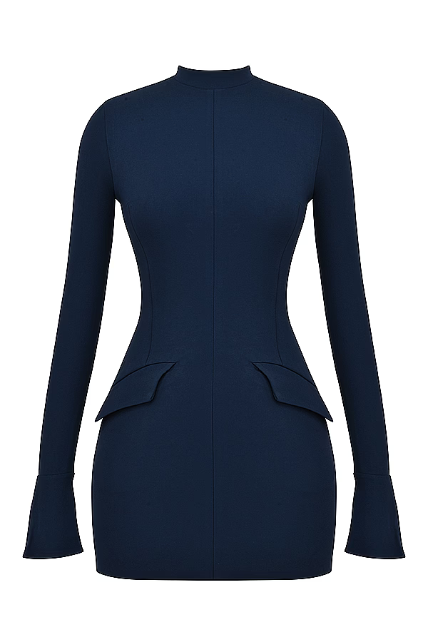 GR | Strick Bodycon Taschen Detail Mini Kleid