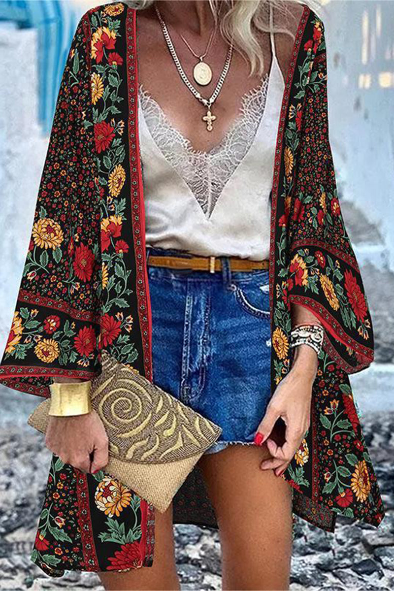 GR | College Print Patchwork Strickjacke Kragen Außenbekleidung
