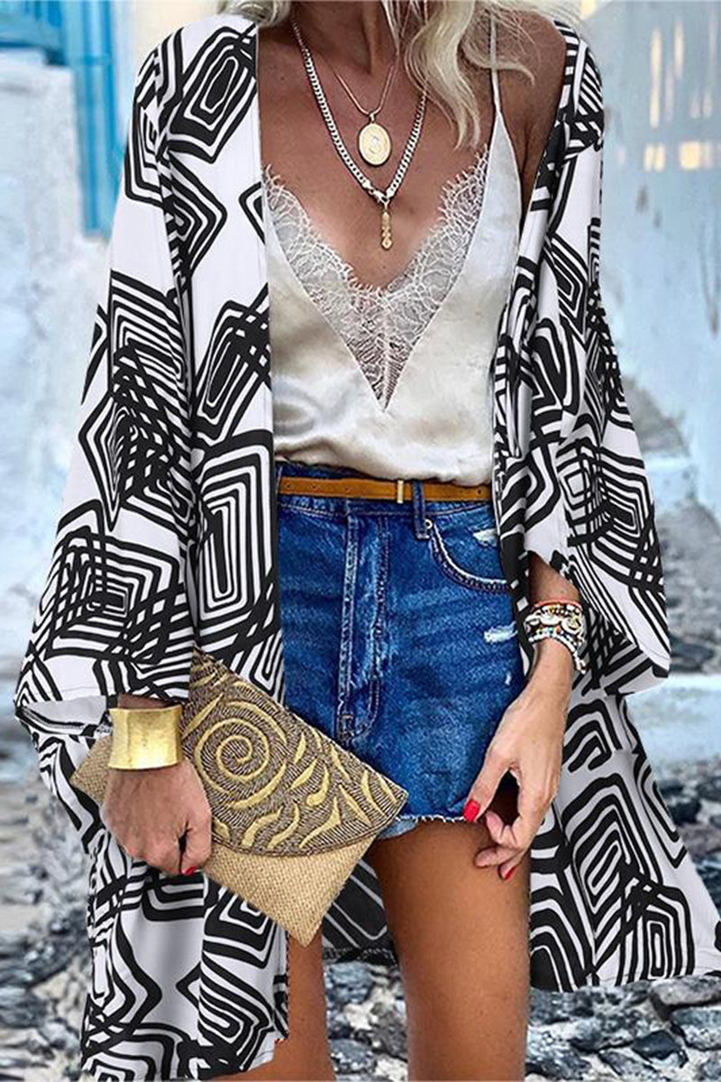 GR | College Print Patchwork Strickjacke Kragen Außenbekleidung