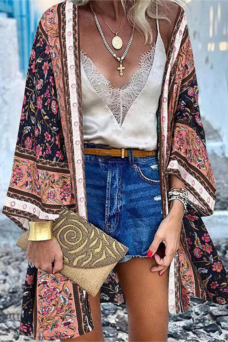 GR | College Print Patchwork Strickjacke Kragen Außenbekleidung