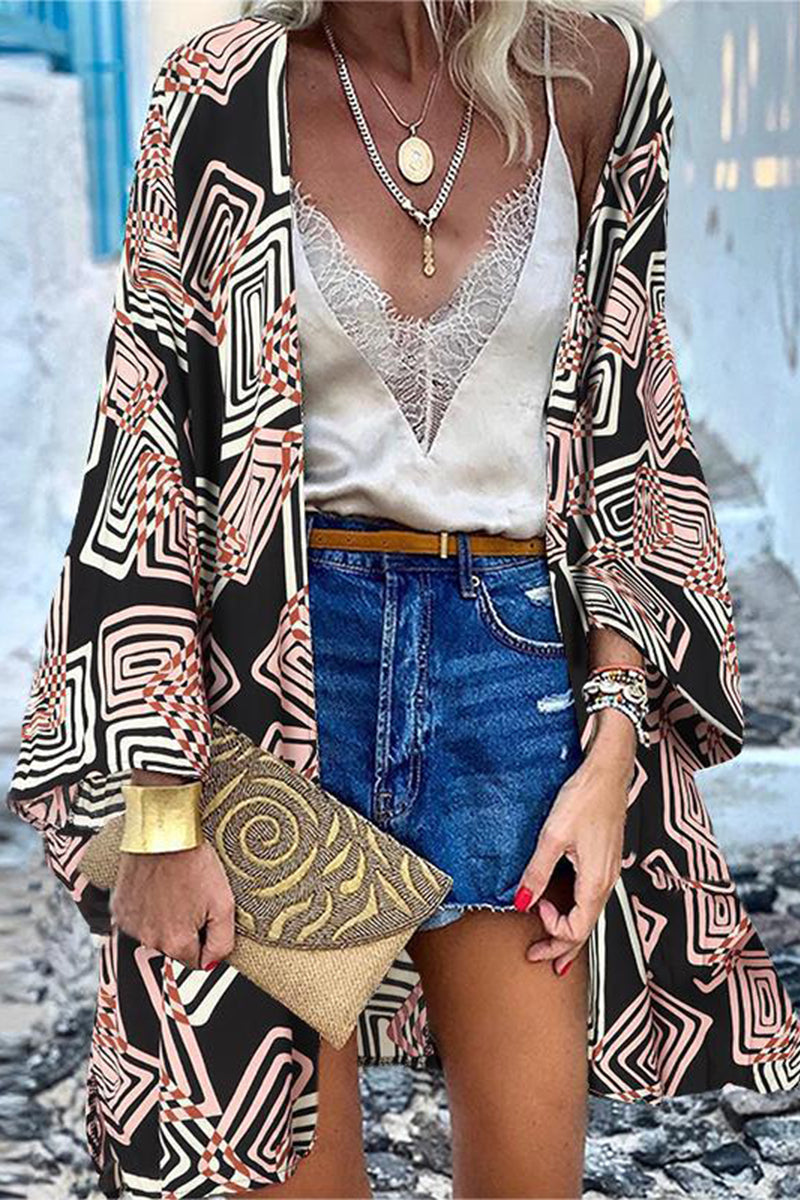 GR | College Print Patchwork Strickjacke Kragen Außenbekleidung
