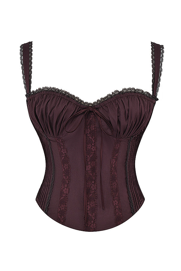 GR | Rich Brown Lace Corset On The Back