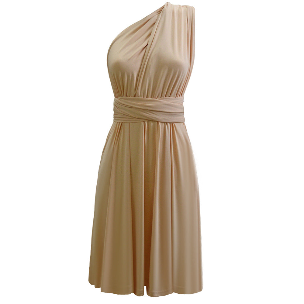 Women's wrap dress with elegant ruching and deep V-neck, size