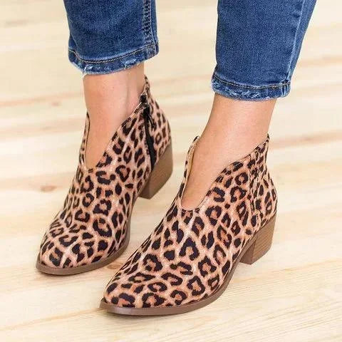GR | Sexede Ankle Boots with V-Neck Zipper for Women