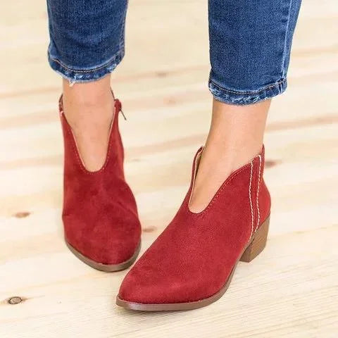 GR | Sexede Ankle Boots with V-Neck Zipper for Women