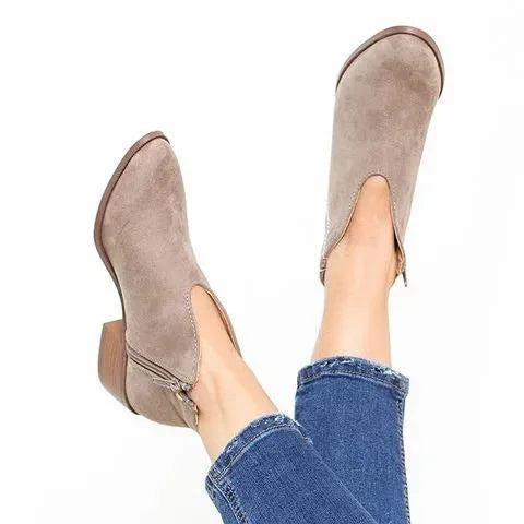 GR | Sexede Ankle Boots with V-Neck Zipper for Women