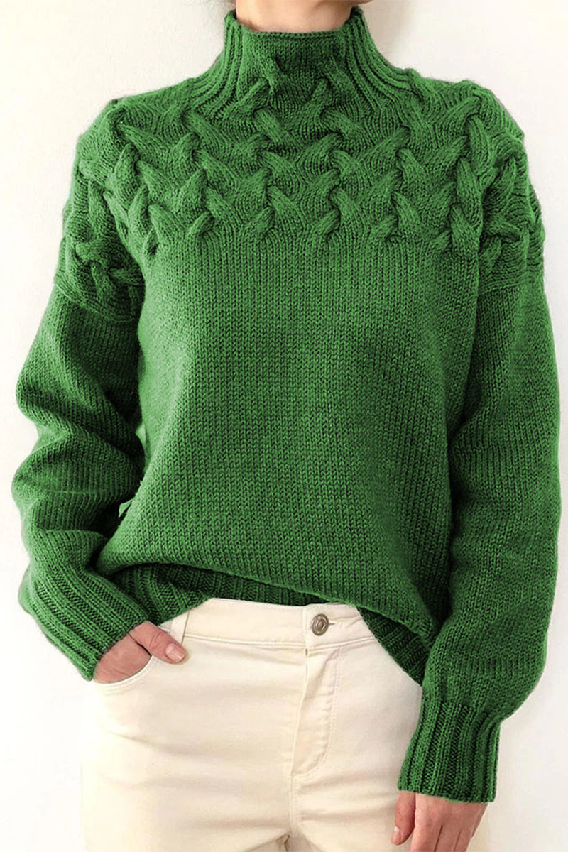 GR | Lässiger Einfarbiger Strickpullover mit Rollkragen - 11 Farben