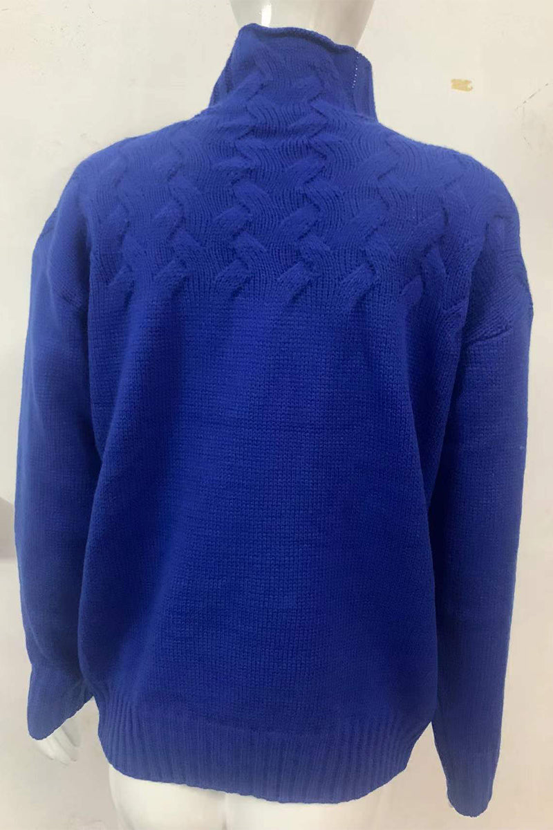 GR | Lässiger Einfarbiger Strickpullover mit Rollkragen - 11 Farben