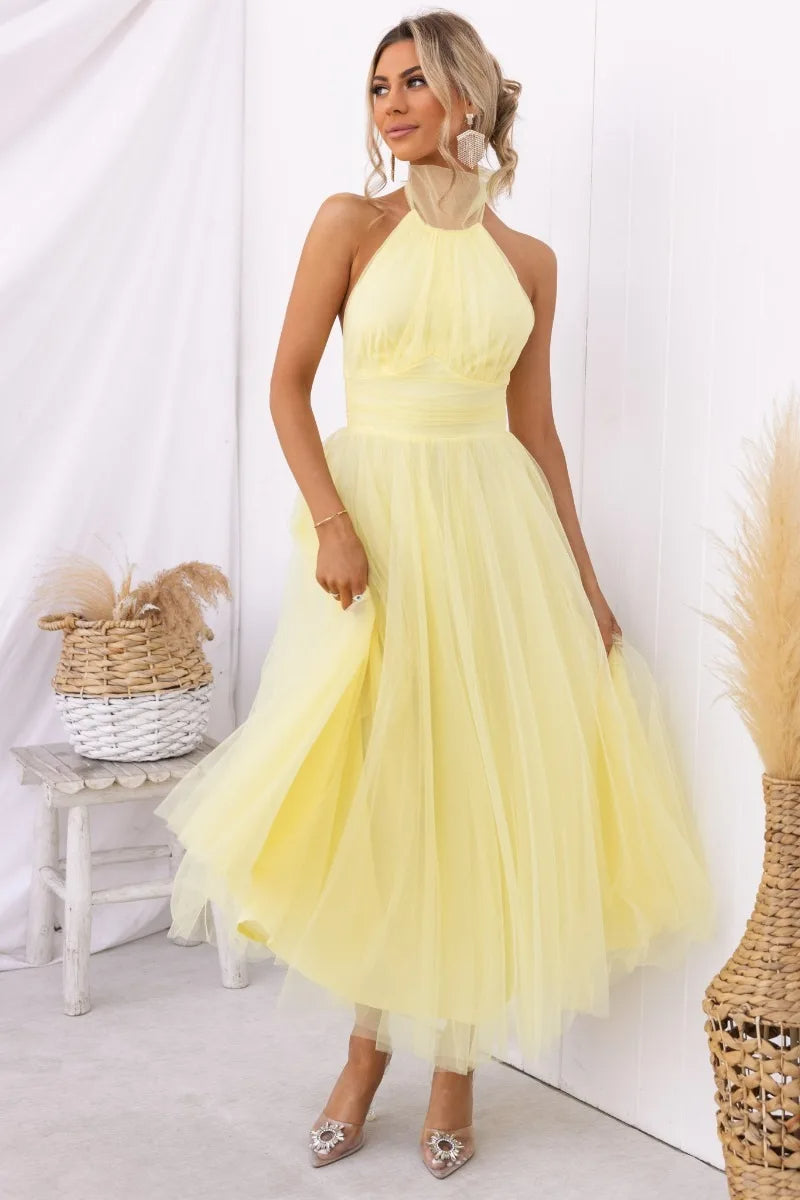 GR | Halter Tüll Midi Kleid