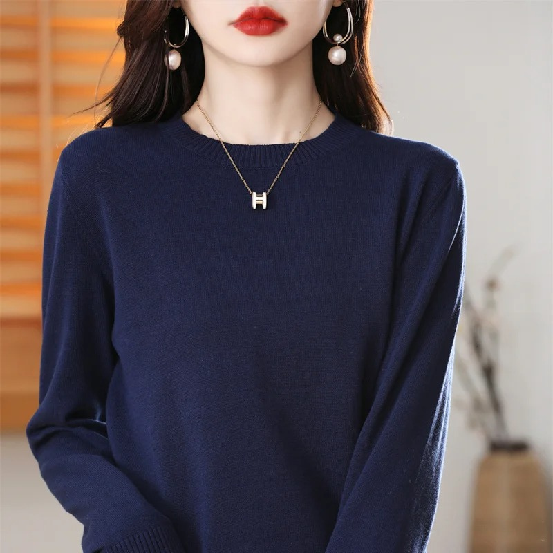 GR | Cashmere Pullover Damen Klassischer Rundhals, Weich & Atmungsaktiv