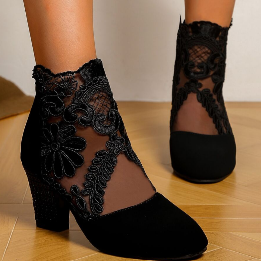 GR | Embroidered High-Heel Boots - Trendy Footwear