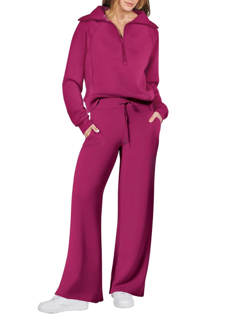 GR | Comfortable women's loungewear set with stand-up collar and drawstring, modern set