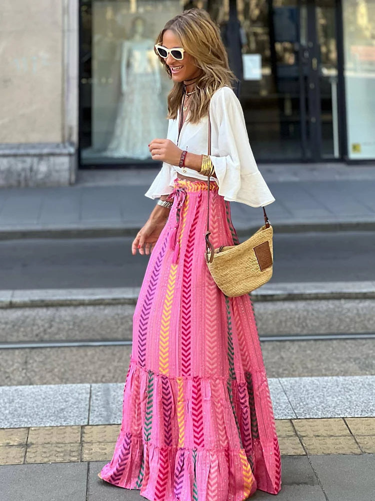 GR | Boho Skirt with Elastic Waistband Women's