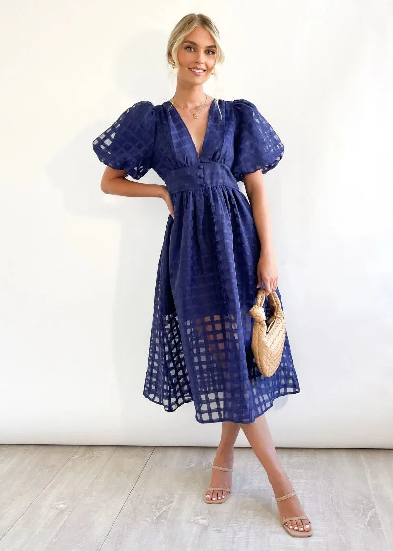 GR | Puffärmel Midi-Kleid