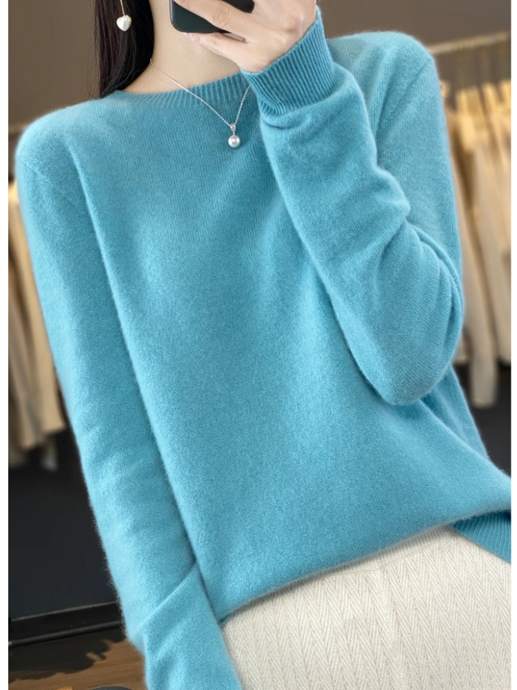 GR | Kaschmir Pullover Damen Runder Ausschnitt Weicher und Eleganter Strickpullover