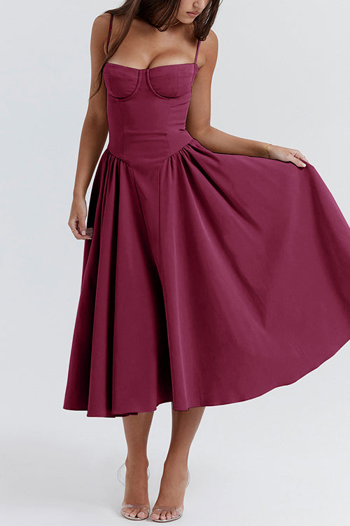 GR | Rosiedress Spaghetti-Träger Pocketed Korsett Swing Midi Kleid