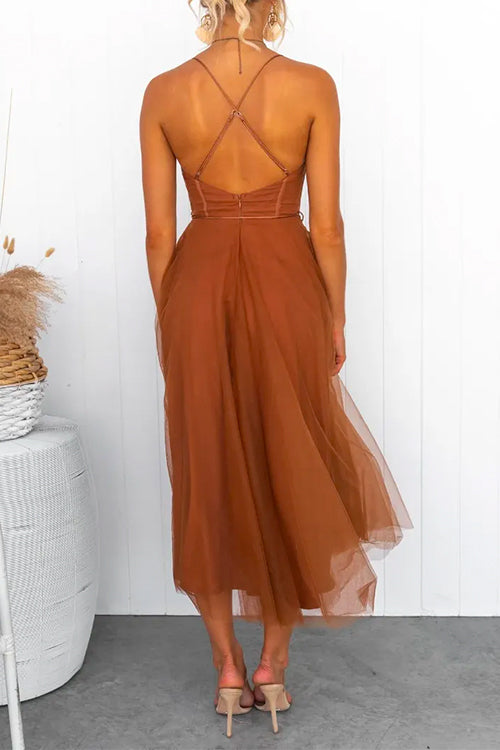 GR | Rosiedress Open Back Fitted Swing Maxi Cami Tulle Dress