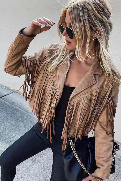 GR | At Your Best Fringe Edge Faux Suede Shacket