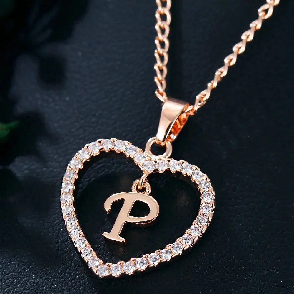GR | Letter Zircon Love Necklace Jewelry Pendant
