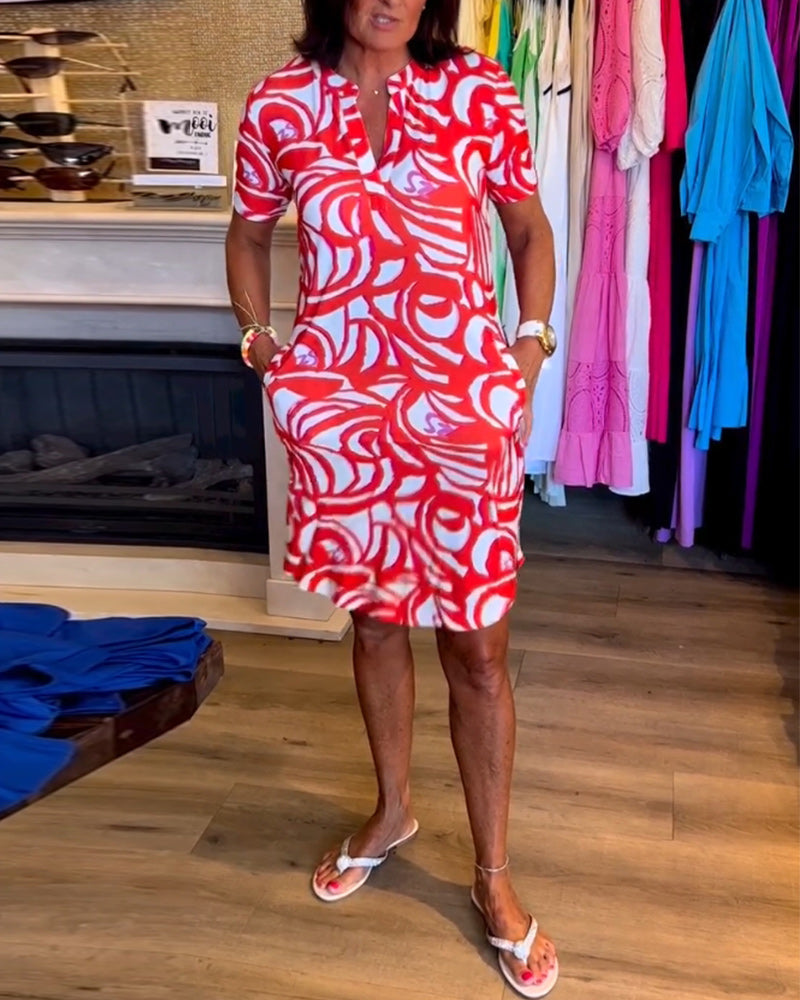 GR | Casual short-sleeved dress with print