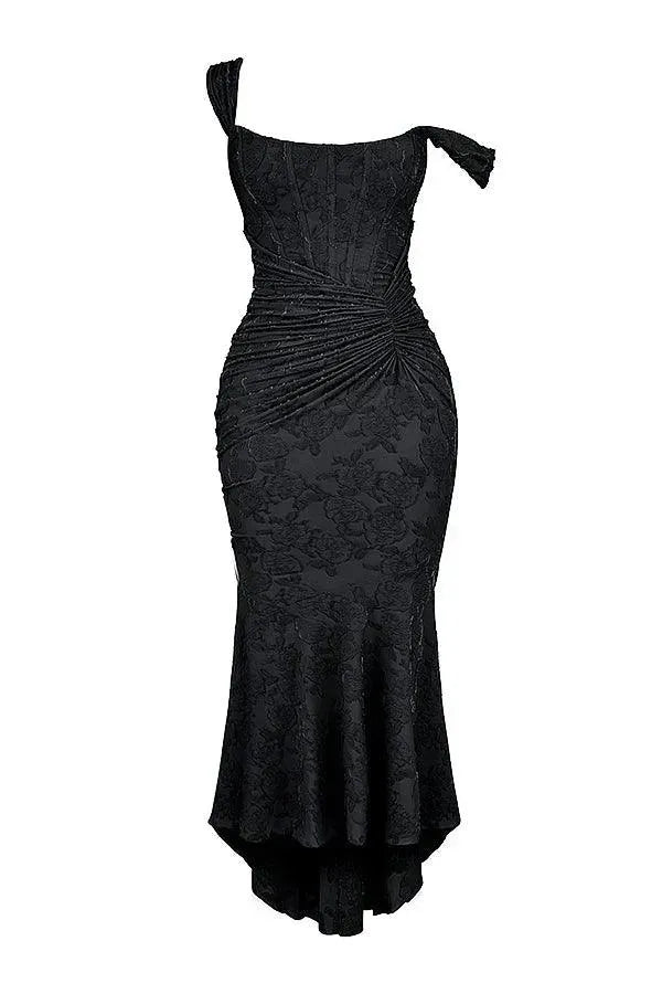 GR | Vintage floral dress with internal boning and pleats. Perfect for special occasions.