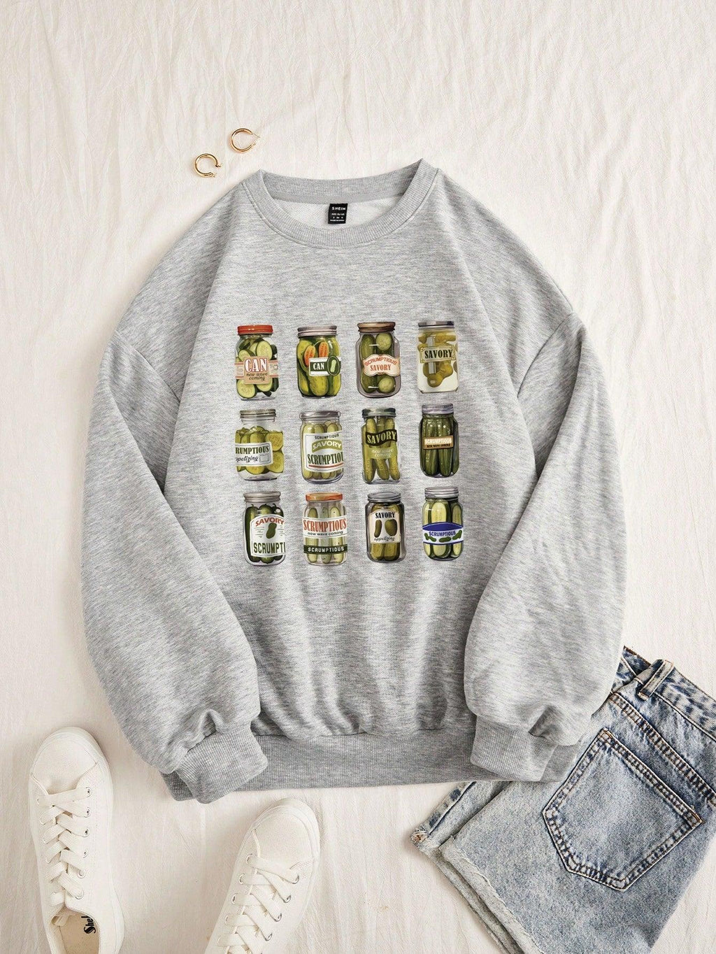 GR | Gestreiftes Sweatshirt mit Rosa Details für Damen
